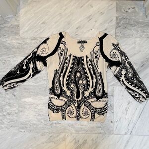 ETRO Beige and Black Paisley Print Women's knit top. SZ 42 (s)